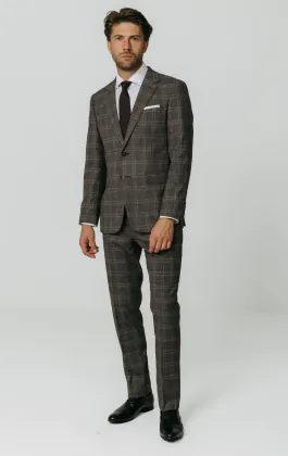 Costume à carreaux marron
