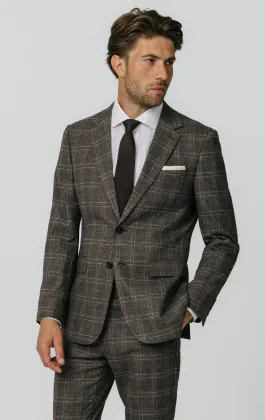 Costume à carreaux marron