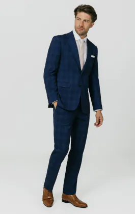 Costume à carreaux ombragé bleu roi