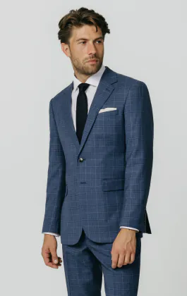 Costume à carreaux bleu