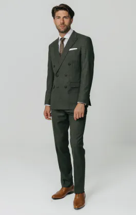 Costume croisé tissée en vert