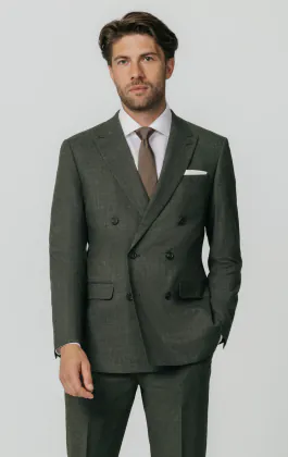 Costume croisé tissée en vert