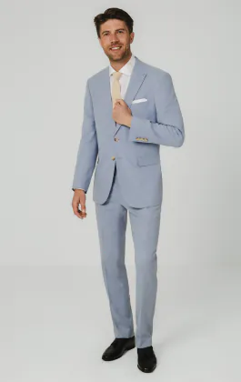 Costume bleu clair en tissu hopsack