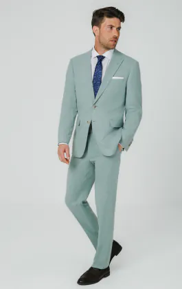 Costume vert menthe en tissu hopsack