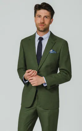Costume en tissu texturé vert pin