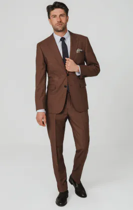 Costume en tissu texturé brun rouille
