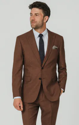 Costume en tissu texturé brun rouille