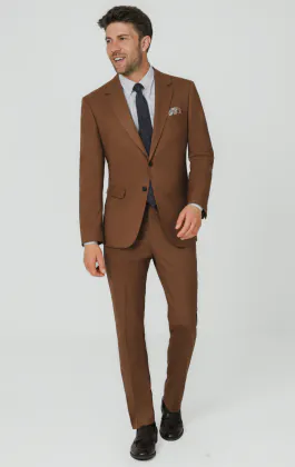 Costume 3 pièces sergé marron moyen