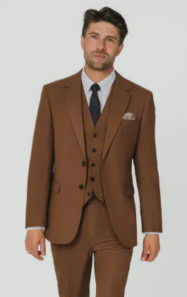Costume 3 pièces sergé marron moyen