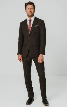 Costume 3 pièces tweed Donegal brun foncé