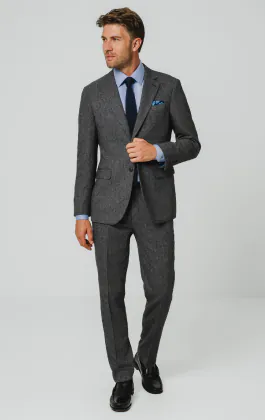 Costume tweed gris à chevrons