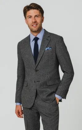 Costume tweed gris à chevrons