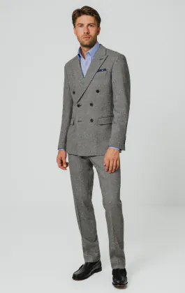 Costume en sergé tweed gris