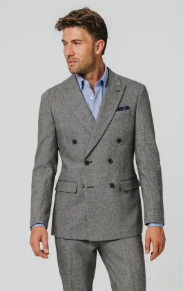 Costume en sergé tweed gris