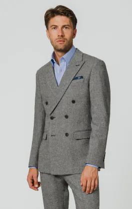 Costume 3 pièces en sergé tweed gris