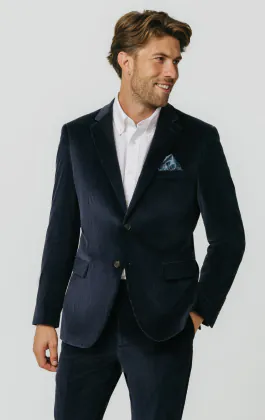 Costume en velours côtelé bleu marine