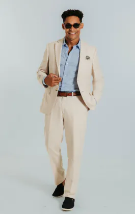Costume en lin couleur crème