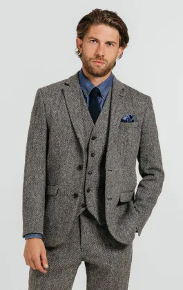 Harris Tweed Costume Gris à Chevrons