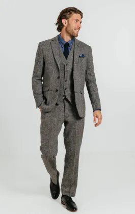 Harris Tweed Costume Gris à Chevrons