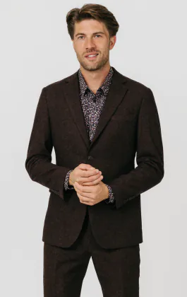 Costume tweed Donegal bordeaux