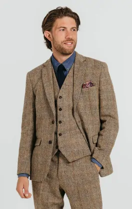 Veste Riddle Harris Tweed - Chevrons Kaki - Laine - Sézane