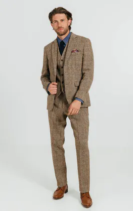 Harris Tweed Costume Tweed Marron à Gros Carreaux
