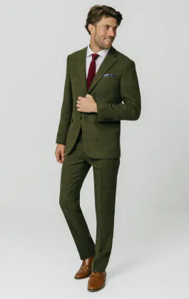 Costume tweed verte à gros carreaux