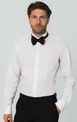Chemise habillée unie, coupe slim, col cassé, 100% coton