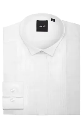 Chemise habillée, plissée devant, col cassé, garçon