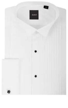 Chemise habillée, 100% coton, plastron plissé devant, col cassé