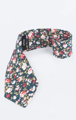 Cravate multi-florale verte