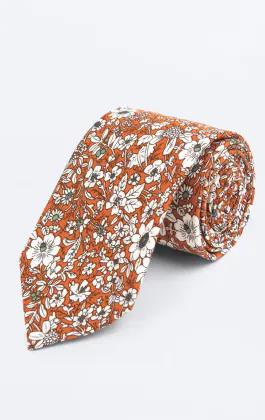 Cravate fleurie orange