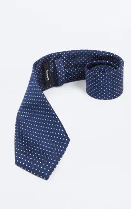 Cravate bleue à pois blancs