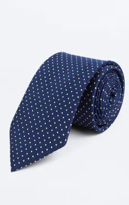 Cravate bleue à pois blancs