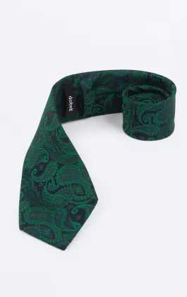 Cravate verte à motif cachemire