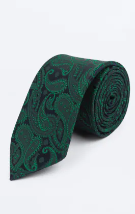 Cravate verte à motif cachemire