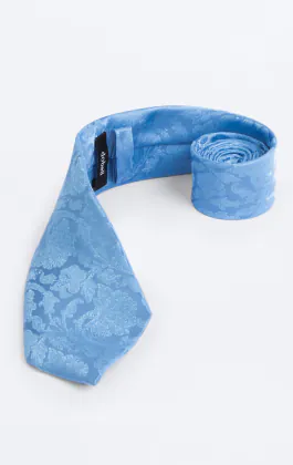 Cravate en jacquard à feuilles bleu moyen