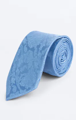 Cravate en jacquard à feuilles bleu moyen