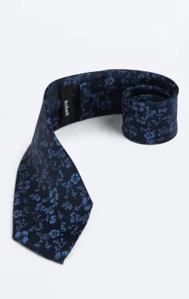 Cravate à fleurs bleu et bleu marine