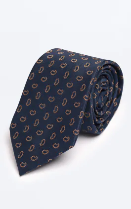 Cravate motif paisley à bleu marine