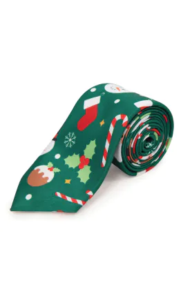 Cravate de Noël Verte Père Noël & Amis