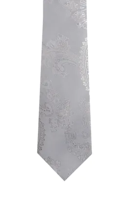 Cravate Motif Cachemire Argenté Garçon