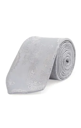 Cravate Motif Cachemire Argenté Garçon