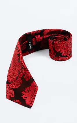 Cravate Jacquard Victorien Rouge