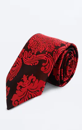 Cravate Jacquard Victorien Rouge