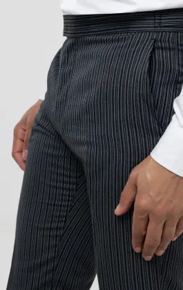 Pantalon de costume de cérémonie rayé noir et gris