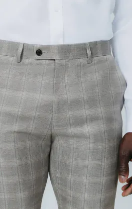 Pantalon de costume à carreaux taupe