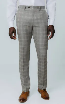Pantalon de costume à carreaux taupe