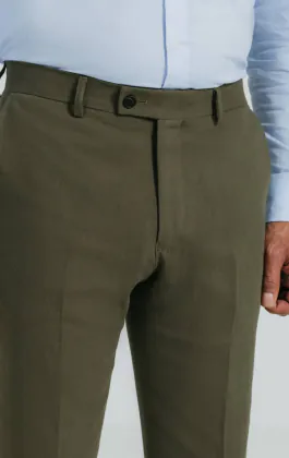 Pantalon de costume en sergé de lin vert
