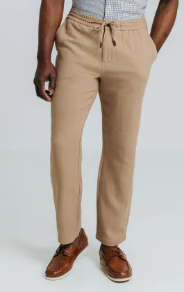 Pantalon en sergé de lin beige